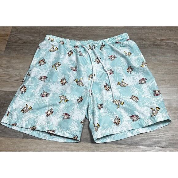 Club Room Mens Blue Swim Trunks Shorts Bulldog Pattern Beach Pool Medium - Picture 1 of 10